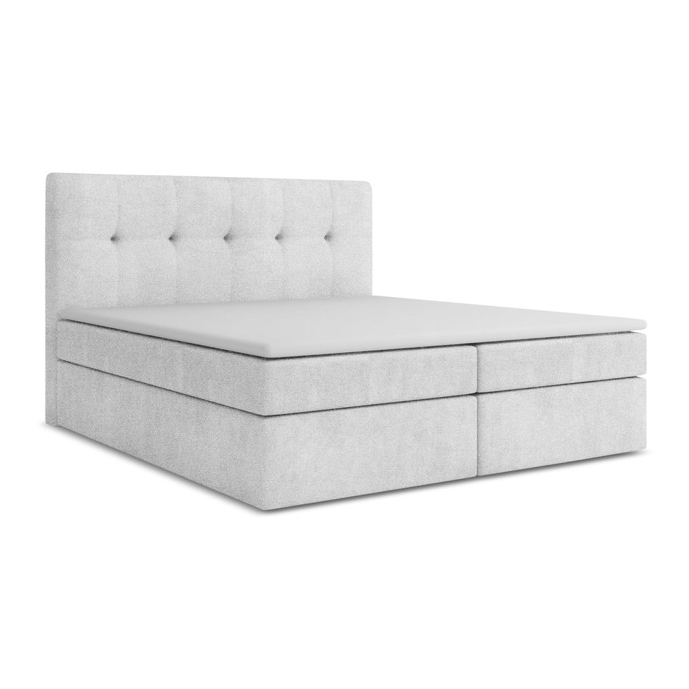 Ezüstszínű ágyneműtartós boxspring ágy 180x200 cm Palta – Makamii