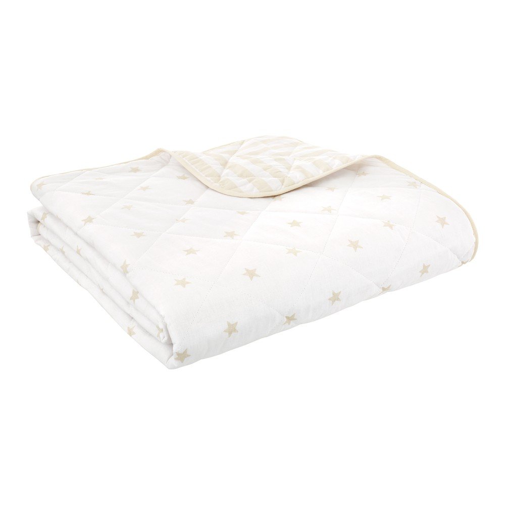 Fehér-bézs pamut steppelt gyerek ágytakaró 135x190 cm Mini Star & Stripes – Bianca