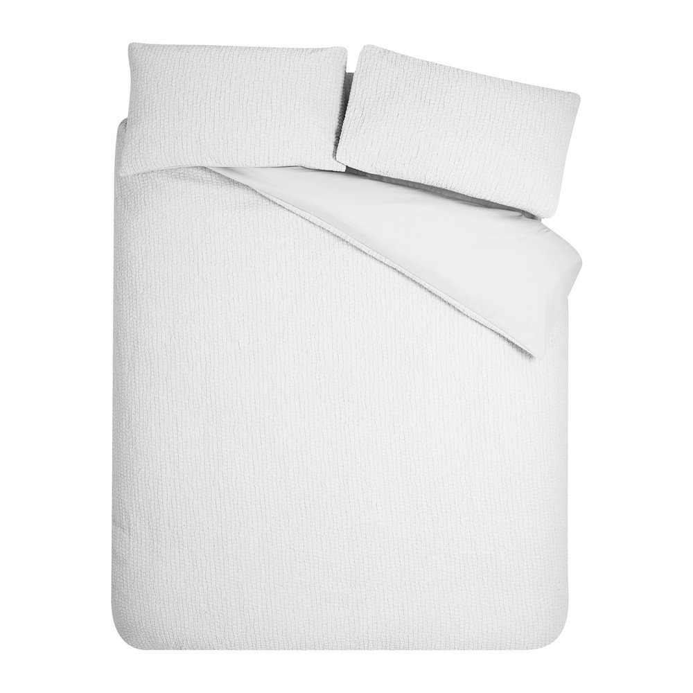 Fehér egyszemélyes krepp ágyneműhuzat 135x200 cm Crinkle Seersucker – Catherine Lansfield