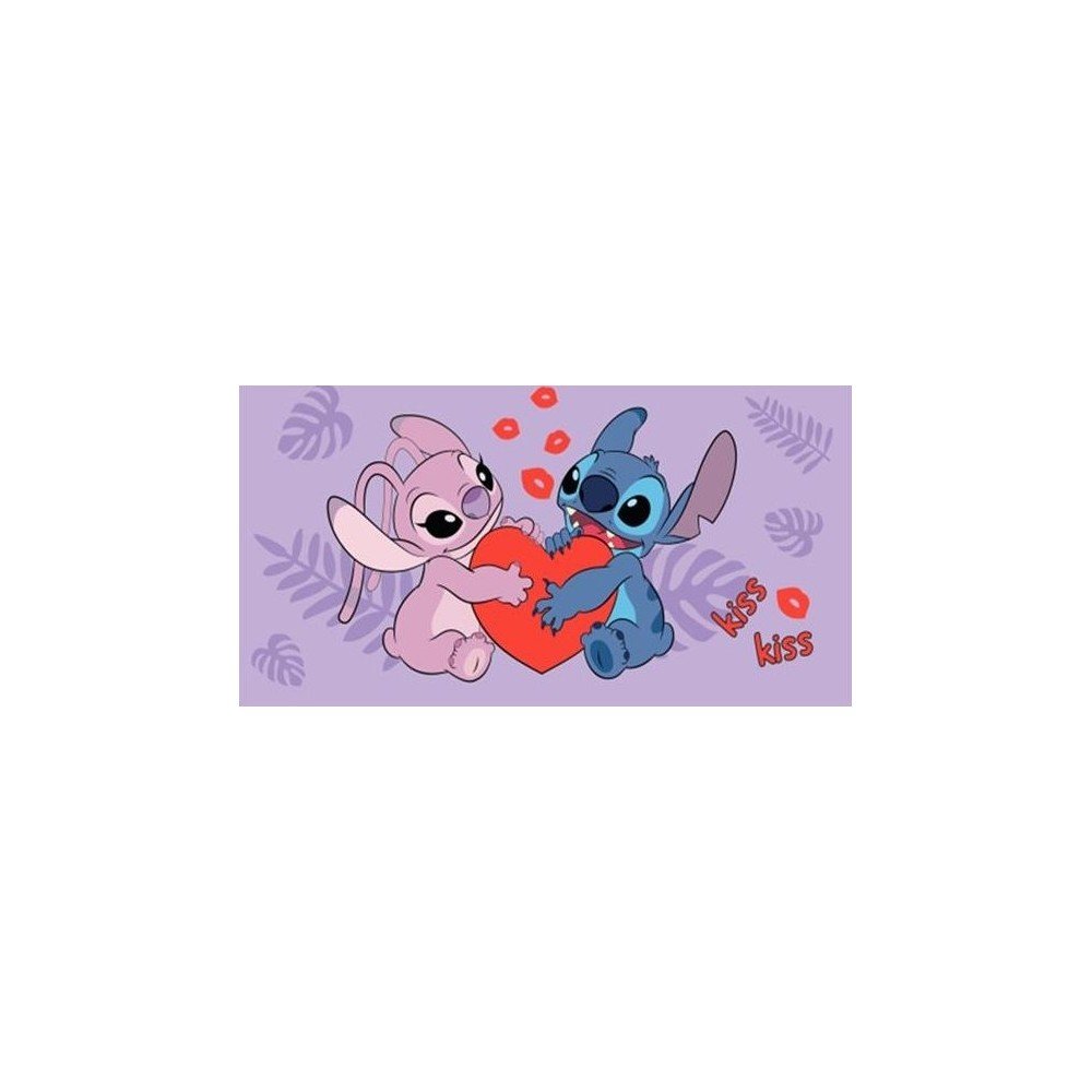 Lila pamut gyerek fürdőlepedő 70x140 cm Lilo and Stitch "Kiss" – Jerry Fabrics