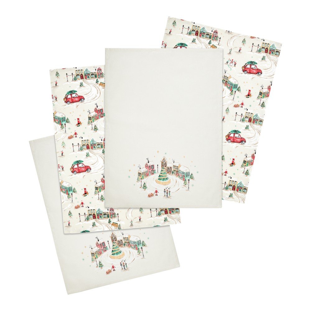 Pamut konyharuha szett 4 db-os 50x70 cm Christmas Town – Catherine Lansfield