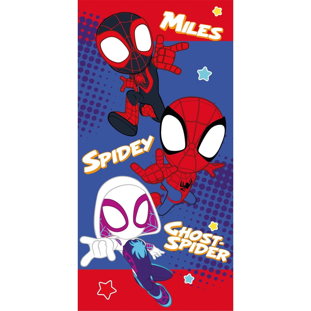 Piros-kék pamut gyerek fürdőlepedő 70x140 cm Spidey – Jerry Fabrics