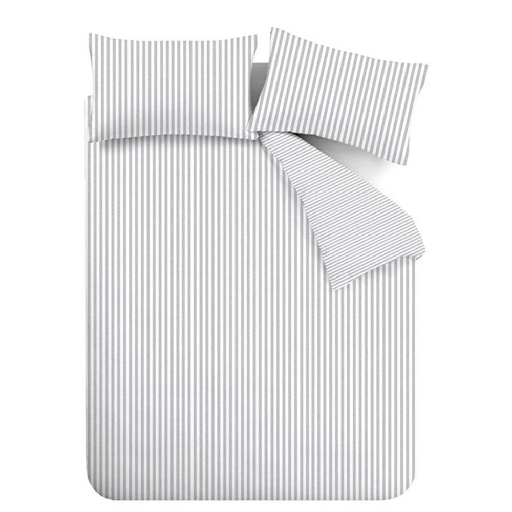 Szürke kétszemélyes flanel ágyneműhuzat 200x200 cm Stripe – Catherine Lansfield