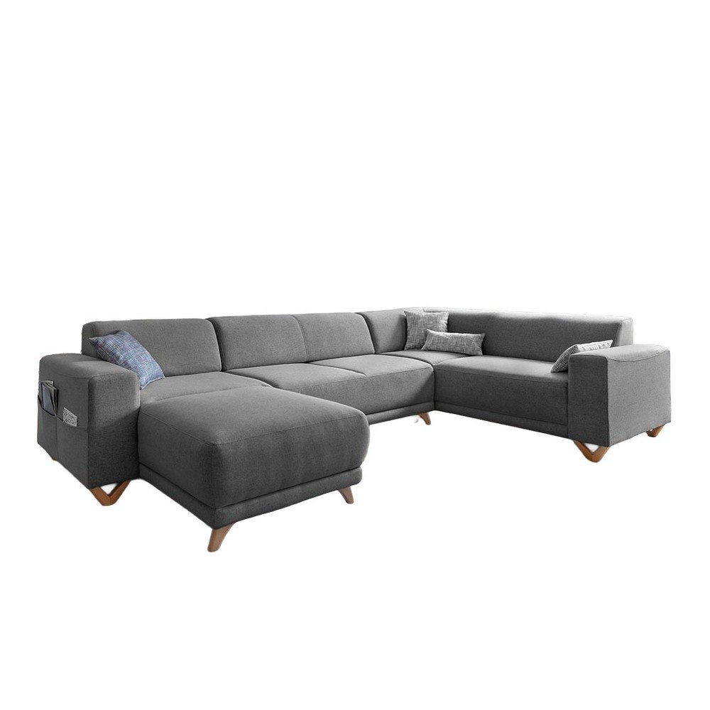 Szürke kinyitható-tárolóhelyes sarokkanapé (jobb oldali-U alakú) Classy Sophie – Miuform