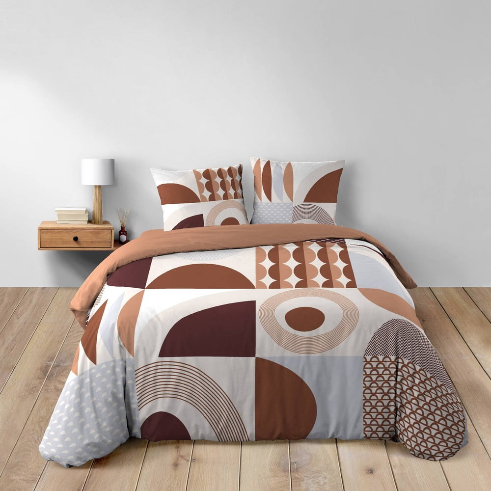 Terrakotta színű kétszemélyes-hosszabbított pamut ágyneműhuzat 240x220 cm Gemma – douceur d'intérieur