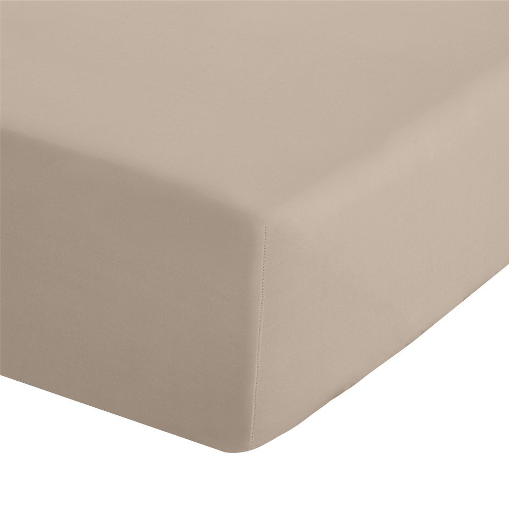 Világosbarna gumis perkál lepedő 135x190 cm Easy Iron Percale – Catherine Lansfield