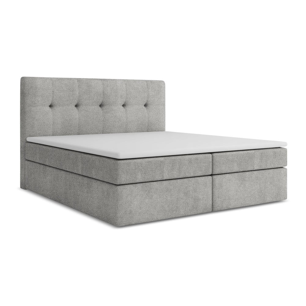 Világosszürke ágyneműtartós boxspring ágy 160x200 cm Palta – Makamii
