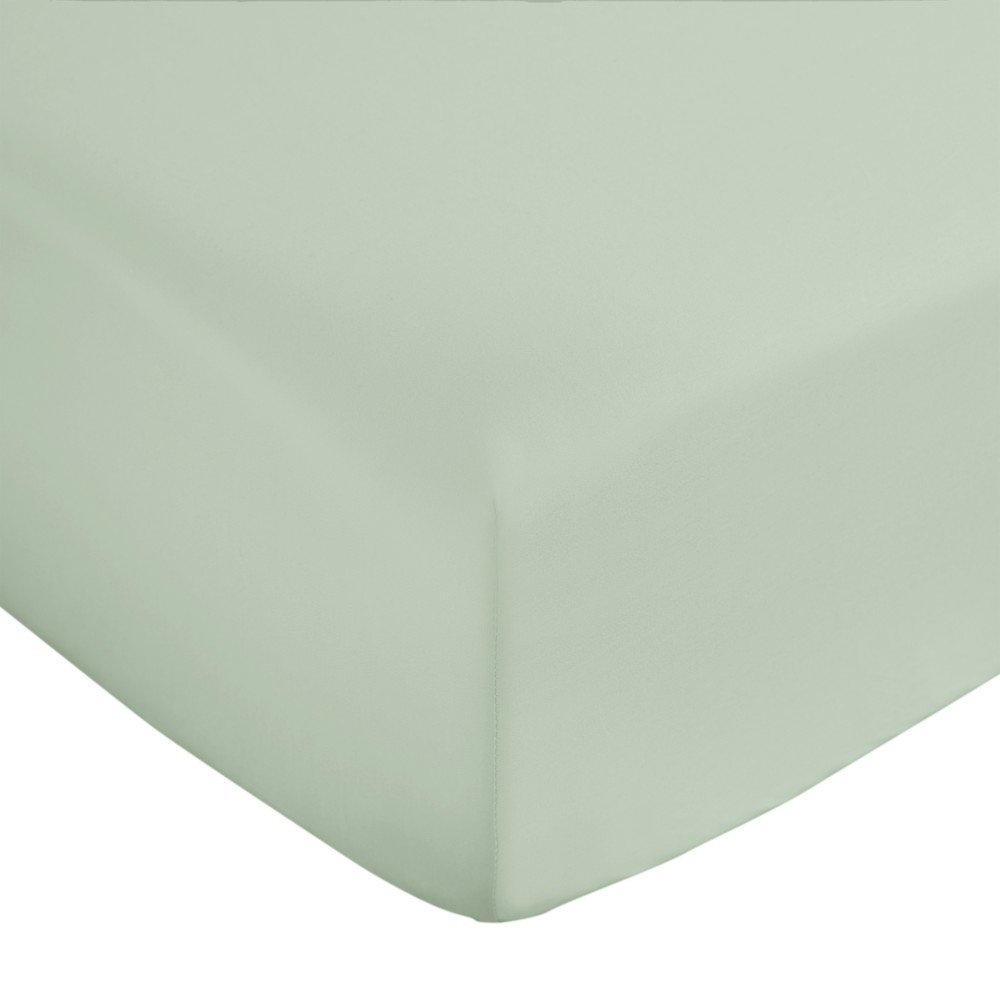 Világoszöld gumis pamut-szatén lepedő 135x190 cm Cotton Sateen – Bianca