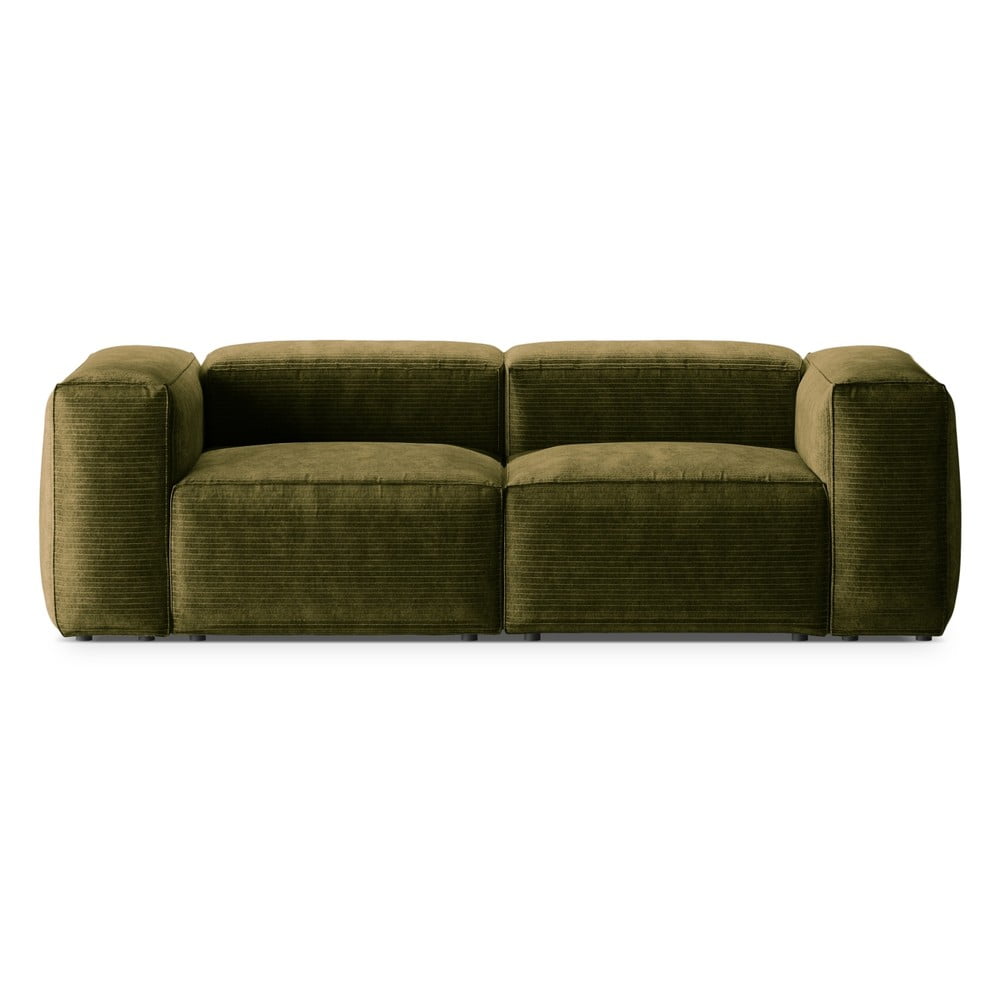 Zöld kordbársony kanapé 224 cm Bergano – Cosmopolitan Design