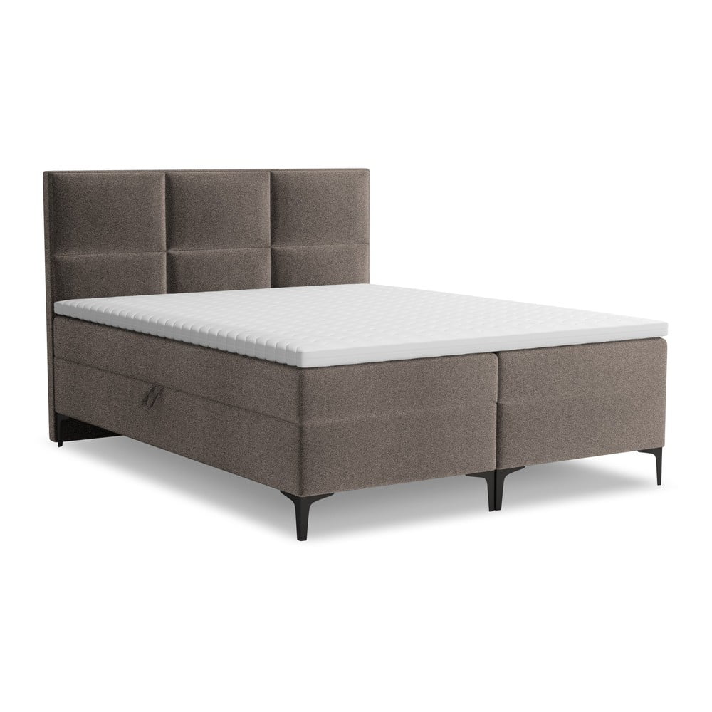 Barna ágyneműtartós boxspring ágy 180x200 cm Pakalana – Makamii