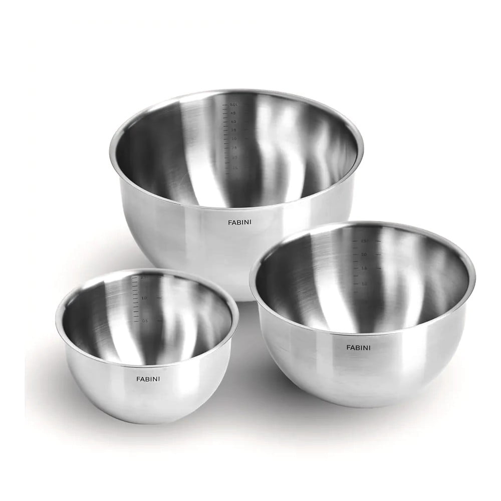 Ezüstszínű rozsdamentes acél tál szett 3 db-os ø 24 cm Lucca 3.0 – FABINI