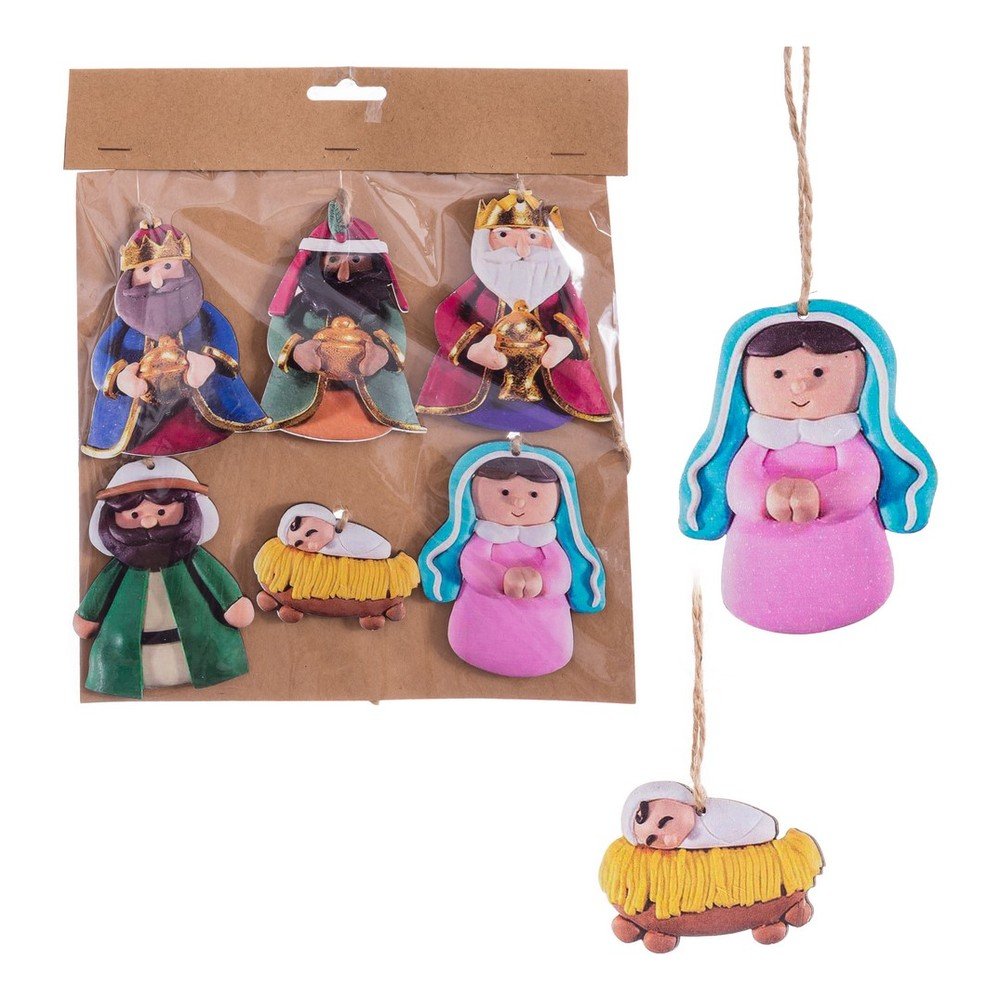 Fa karácsonyfadísz készlet 6 db-os 9 cm Nativity – Casa Selección