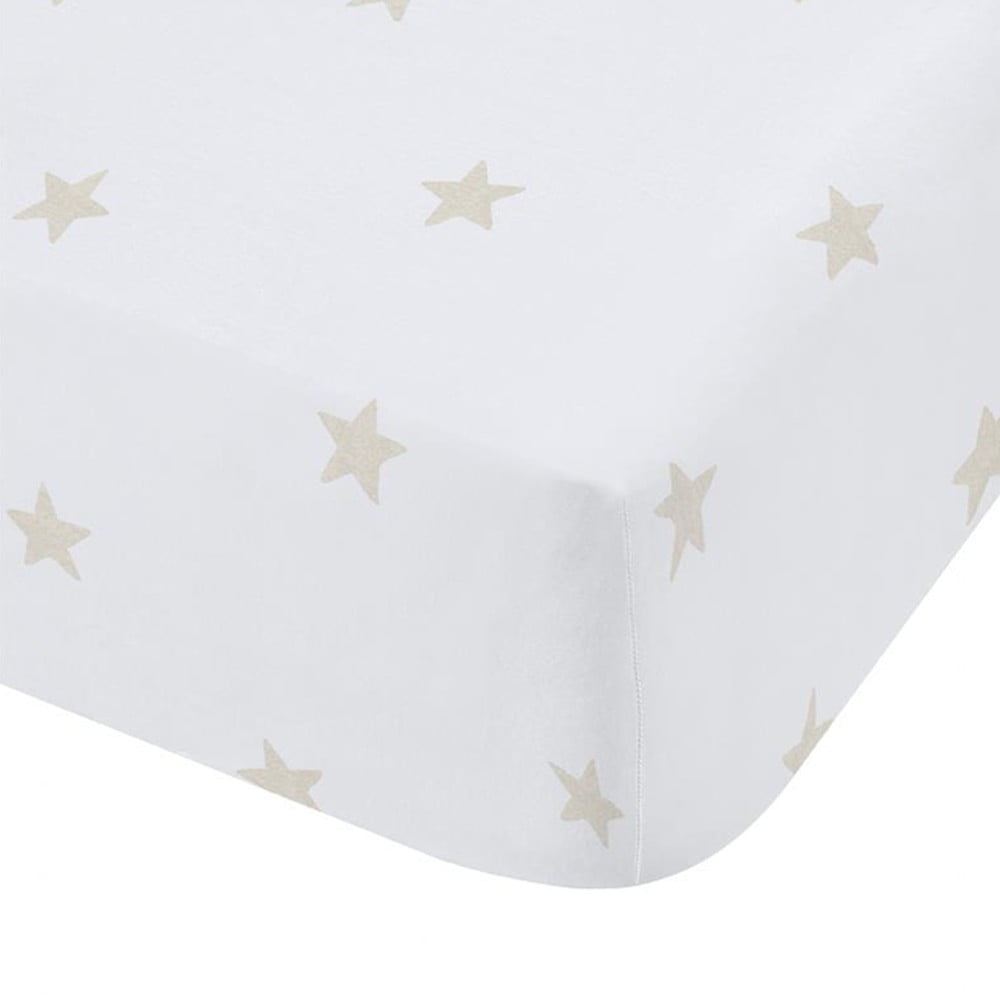 Fehér-bézs gumis pamut gyerek lepedő babaágyhoz 70x140 cm Mini Star & Stripes – Bianca