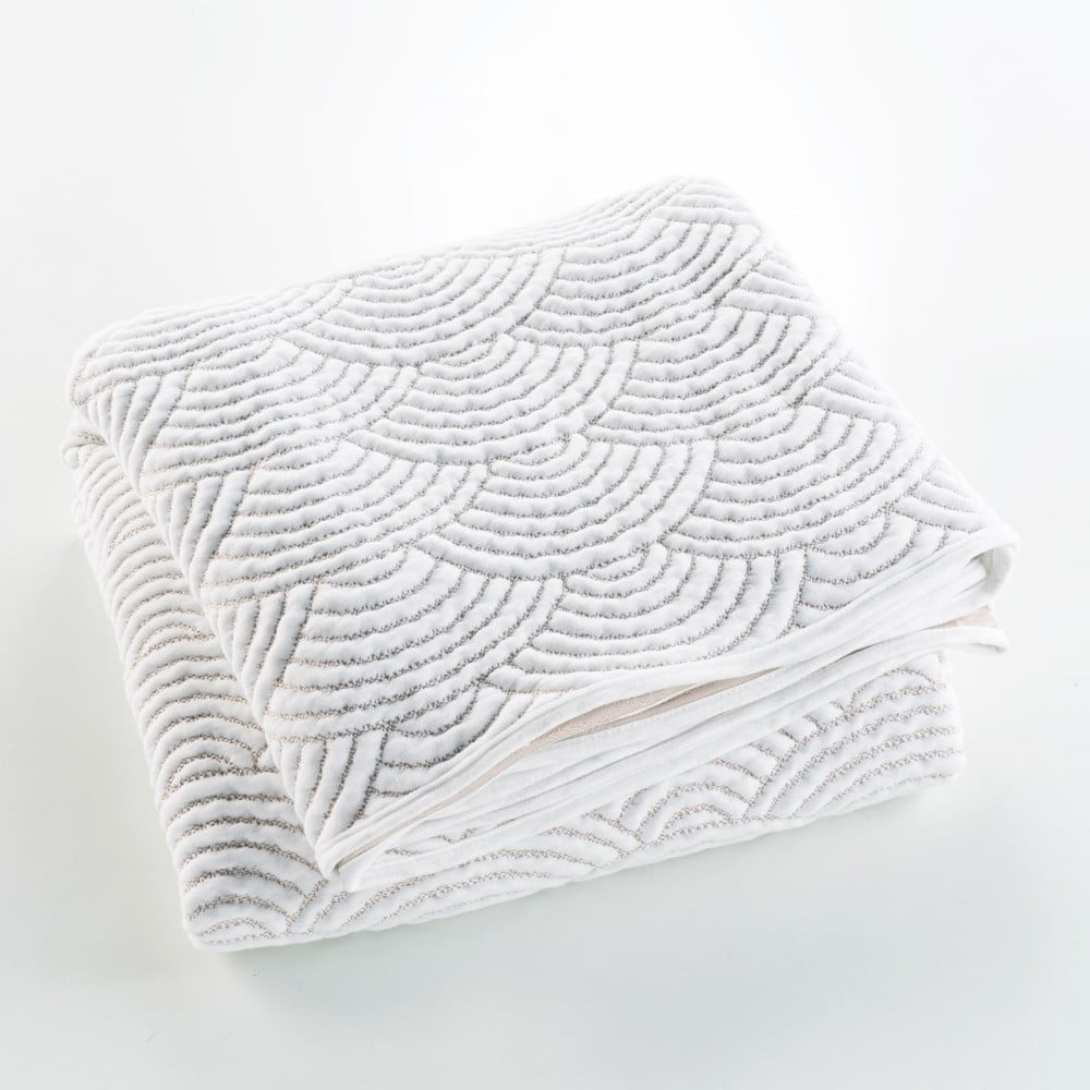 Fehér-bézs jersey ágytakaró és párnahuzat szett 220x240 cm Cassandra – douceur d'intérieur