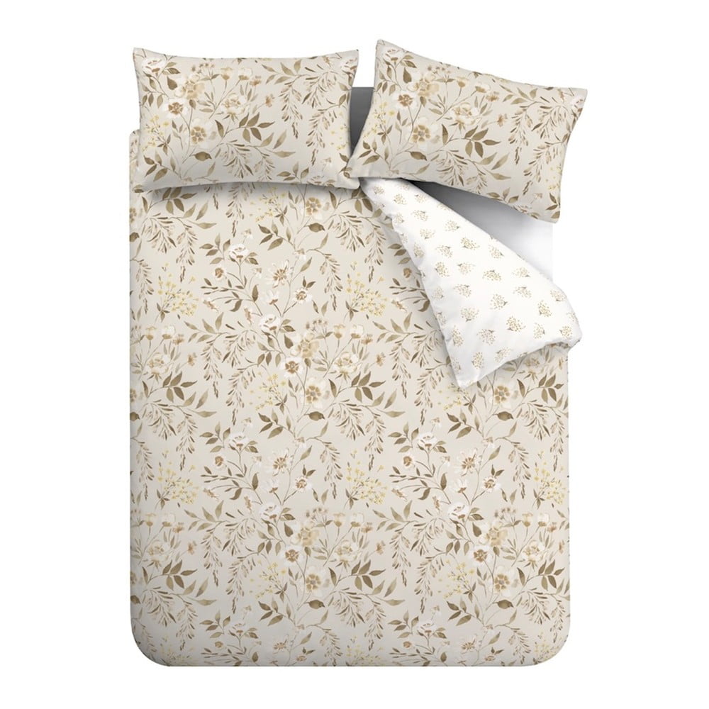 Fehér-bézs kétszemélyes ágyneműhuzat 200x200 cm Isadora Floral – Catherine Lansfield