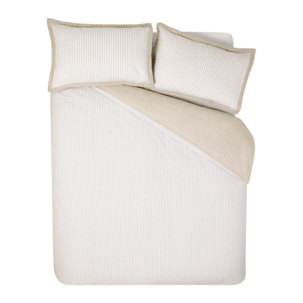 Fehér-bézs kétszemélyes-hosszabbított ágyneműhuzat 230x220 cm Oxford Pinstripe – Catherine Lansfield