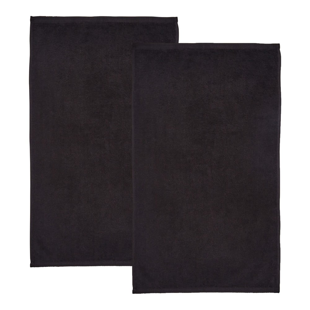 Fekete gyorsan száradó-frottír pamut fürdőlepedő szett 2 db-os 90x140 cm Quick Dry – Catherine Lansfield