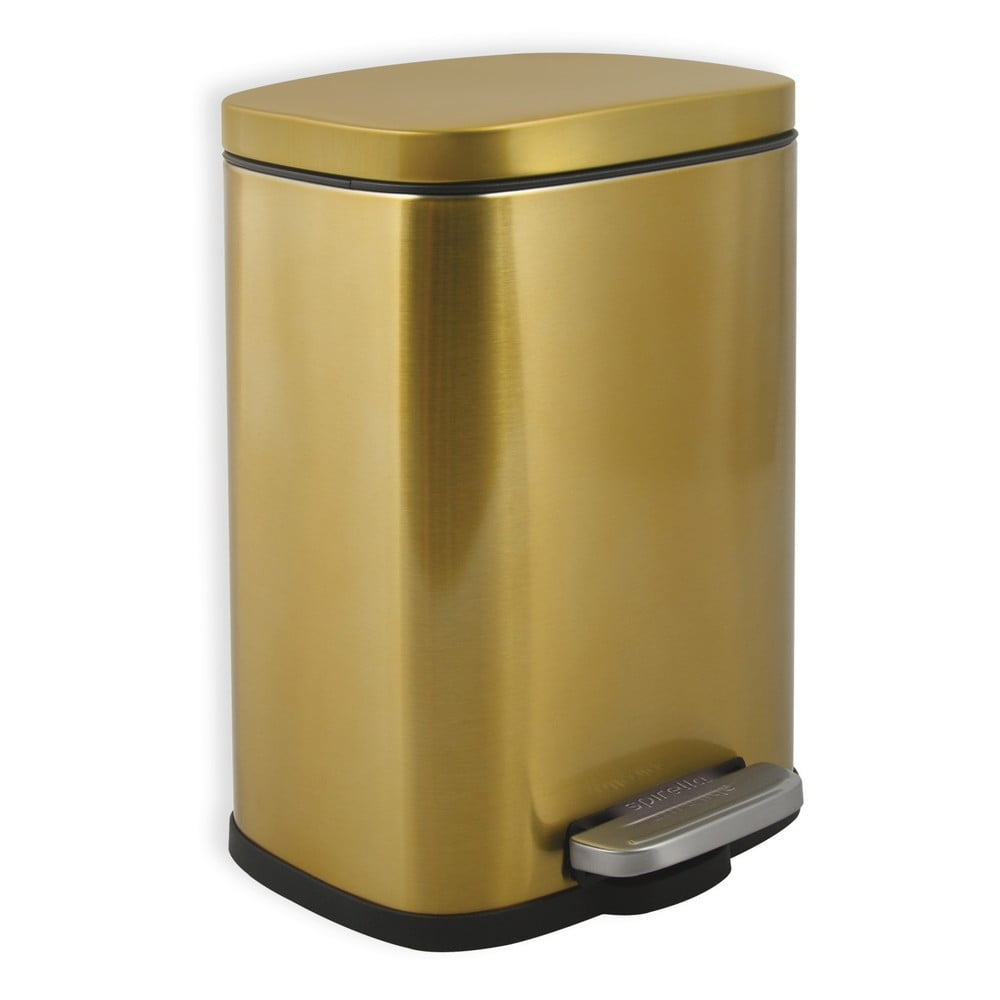 Fényes aranyszínű acél pedálos szemetes 5 l   Akira – Spirella