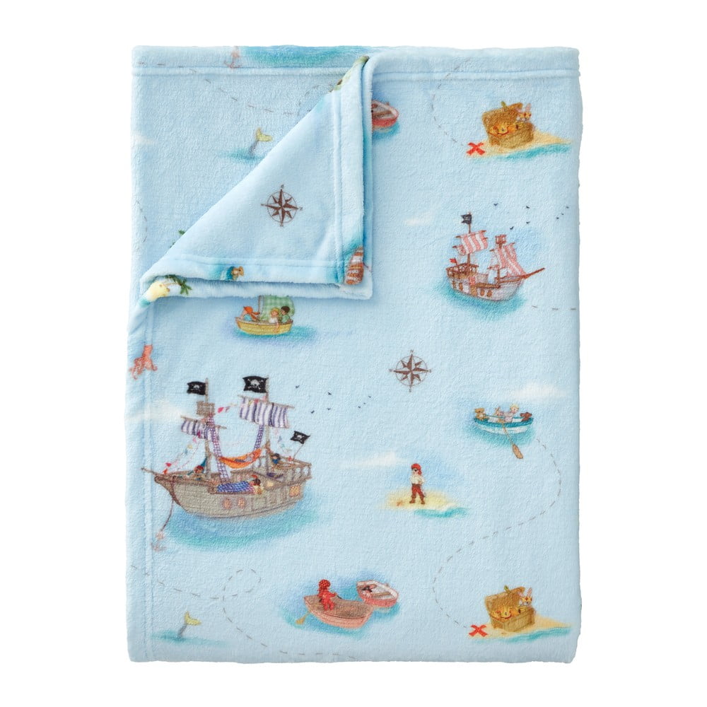 Kék mikroplüss gyerek takaró 150x200 cm Pirates – Belle & Boo