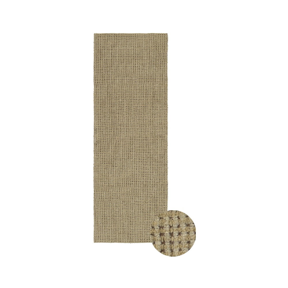 Khaki mosható-kézi szövésű gyapjú futószőnyeg 80x230 cm Unexpected Wool – Lorena Canals