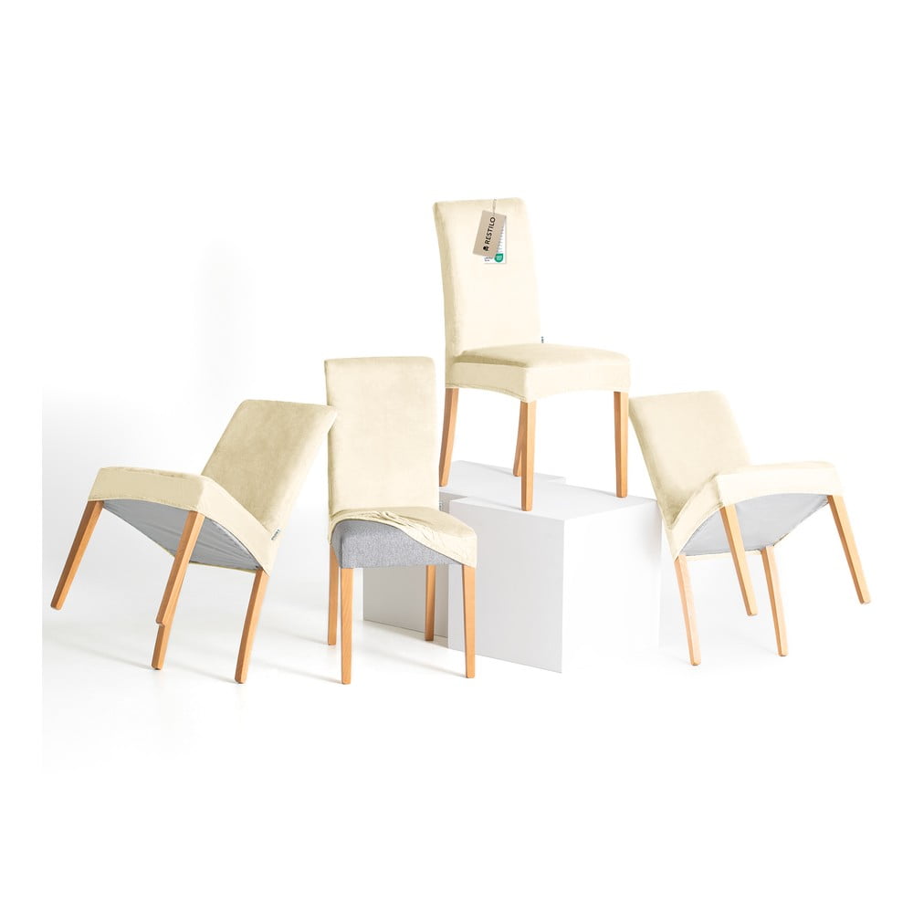 Krémszínű gumis szék huzat szett 4 db-os 48 cm Sento – Restilo
