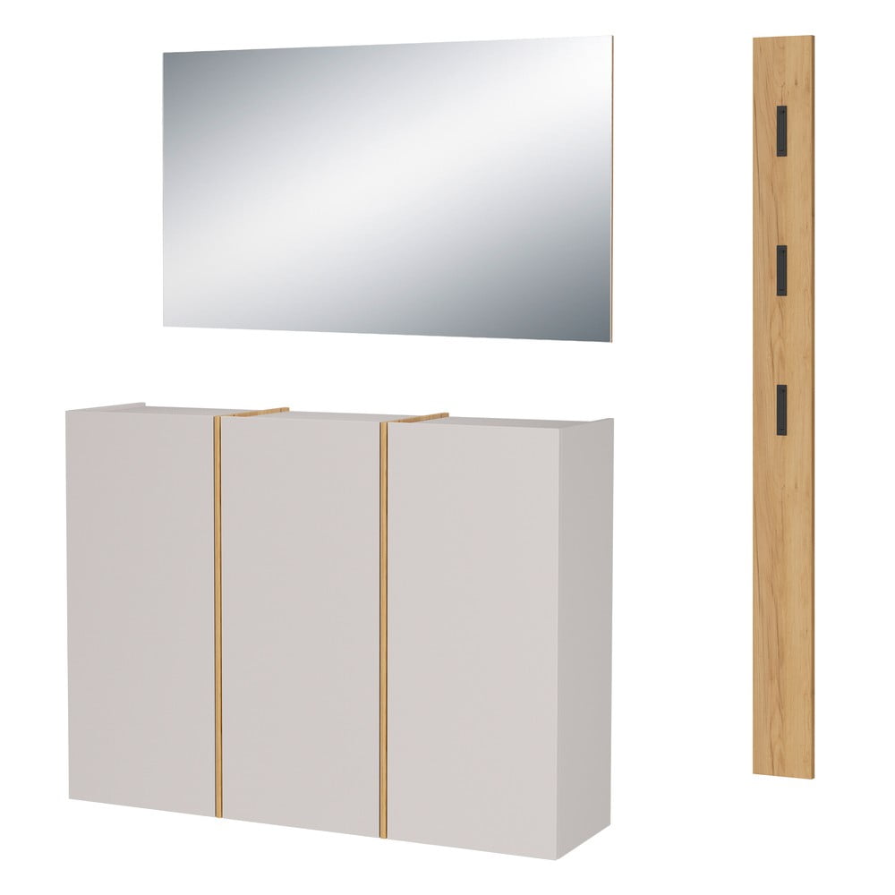 Krémszínű-natúr színű előszoba bútor 168x200x37 cm Libbiano – Germania