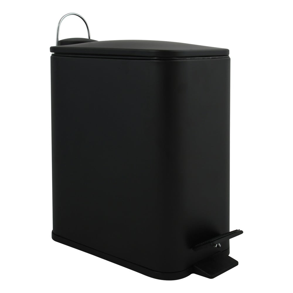 Matt fekete acél pedálos szemetes 5 l   Erik – Spirella