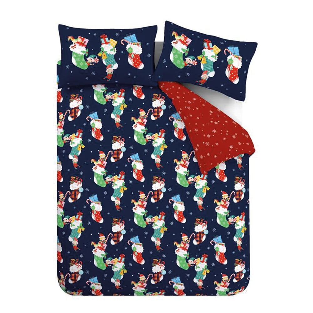 Piros-kék gyerek ágyneműhuzat babaágyhoz 120x150 cm Christmas Elves – Catherine Lansfield