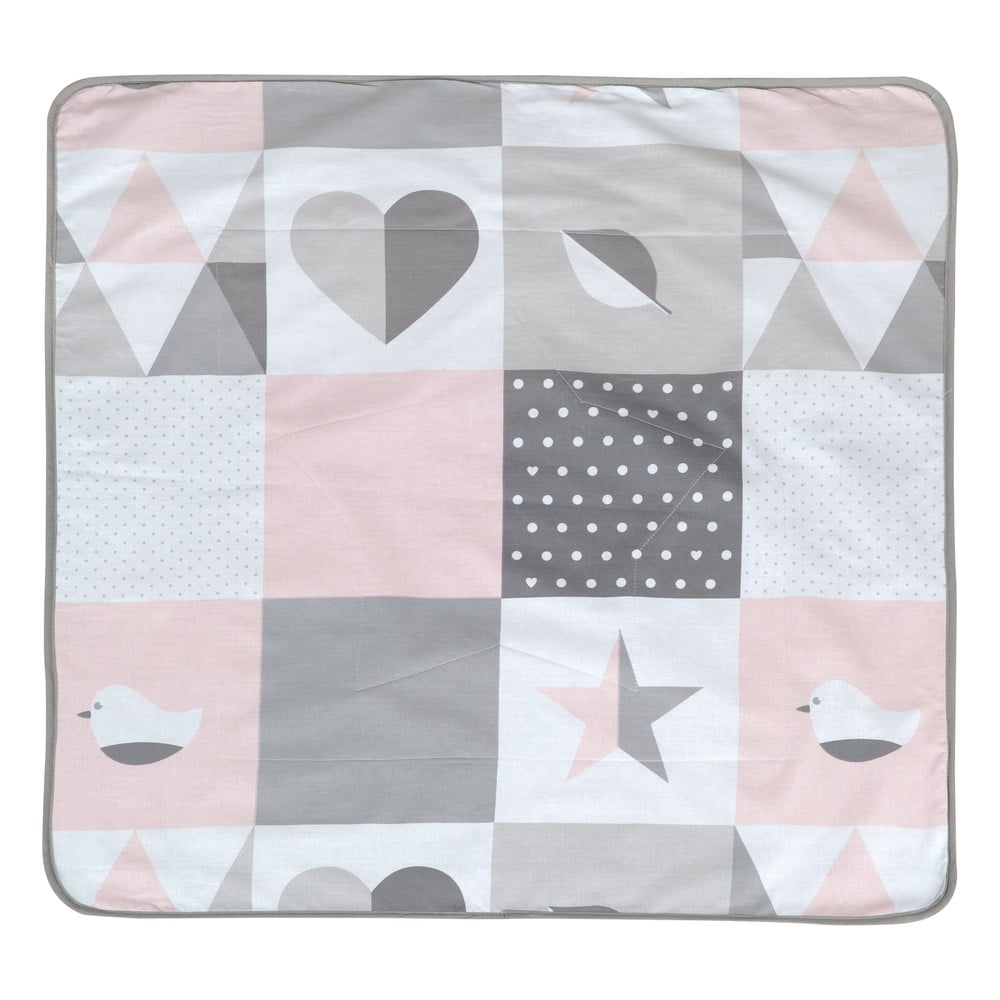 Rózsaszín-szürke mikroplüss gyerek takaró 80x80 cm Happy Patch – Roba