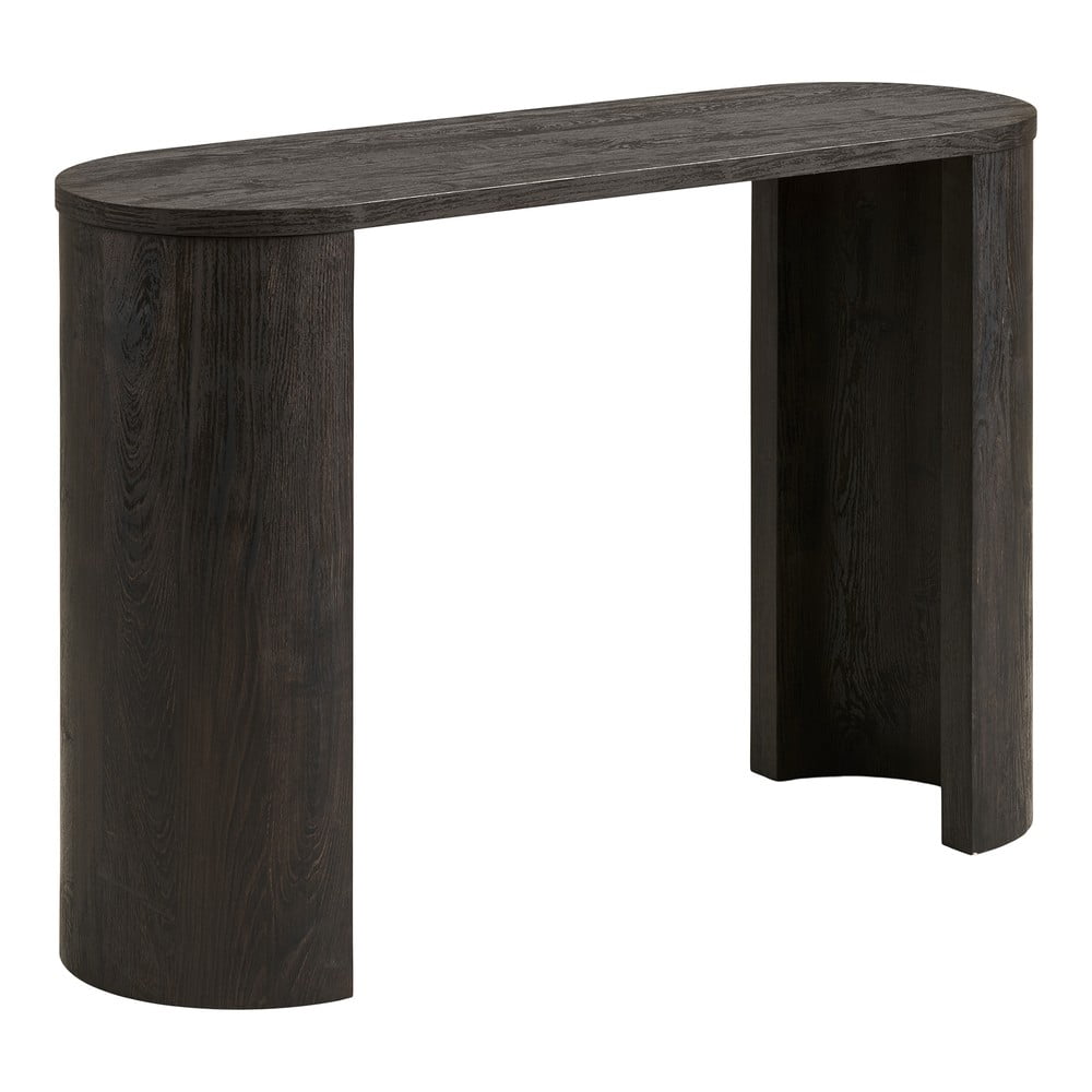 Sötétbarna konzolasztal tölgyfa dekorral 38x114 cm Bibione – House Nordic