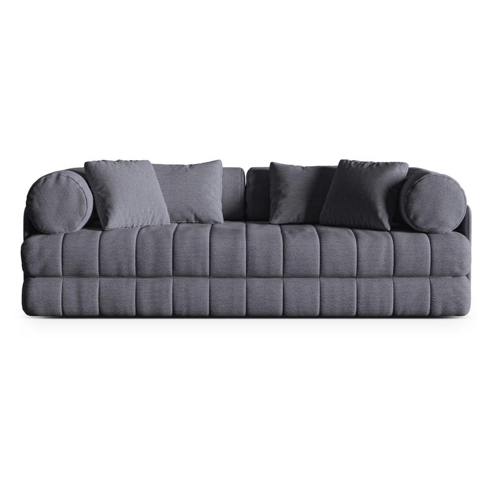 Sötétszürke buklé kinyitható kanapé 206 cm Kemi – Cosmopolitan Design