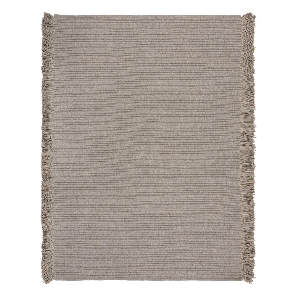 Szürke kézi szövésű gyapjúkeverék szőnyeg 160x230 cm Rene Fringed Ribbed – Flair Rugs