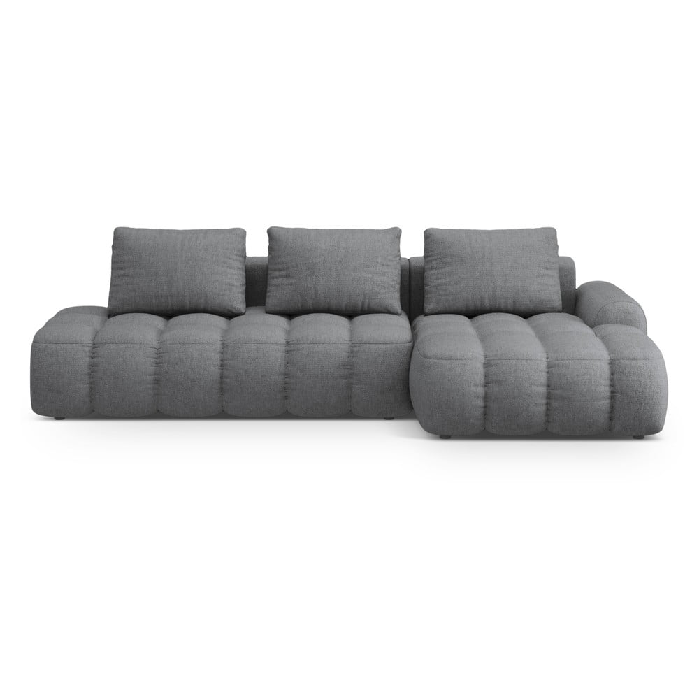 Szürke kinyitható-tárolóhelyes sarokkanapé (jobb oldali-heverő résszel) Linz – Cosmopolitan Design