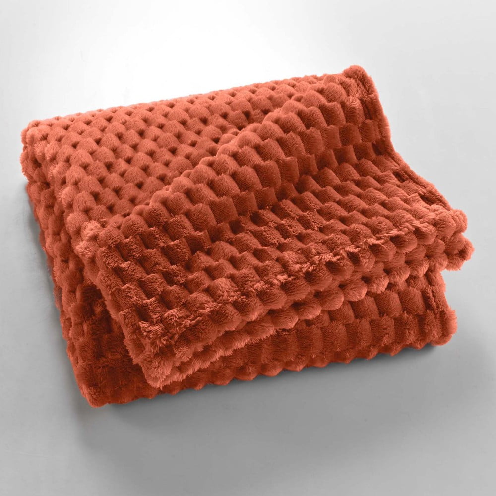 Terrakotta színű mikroflanel takaró 125x150 cm Mini Frosty – douceur d'intérieur