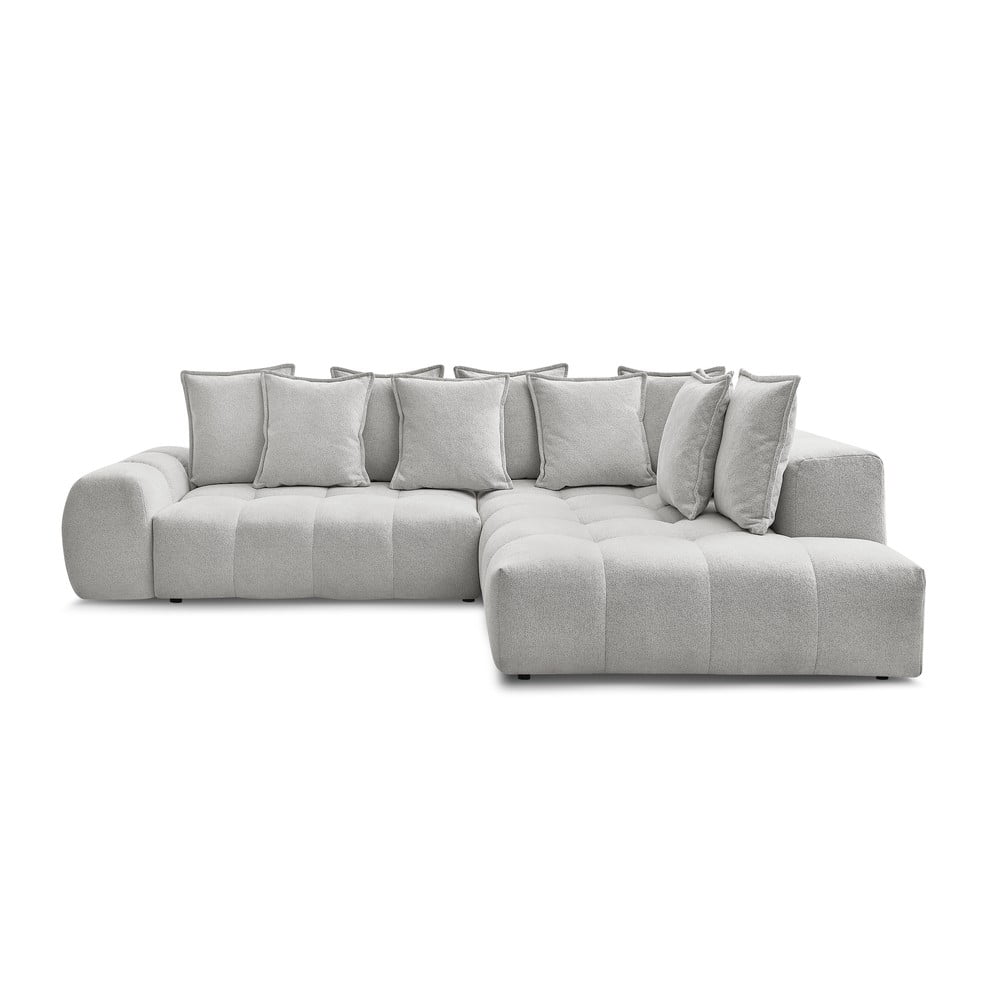 Világosszürke zsenília kinyitható-tárolóhelyes sarokkanapé (jobb oldali-L alakú) Everest – Bobochic Paris