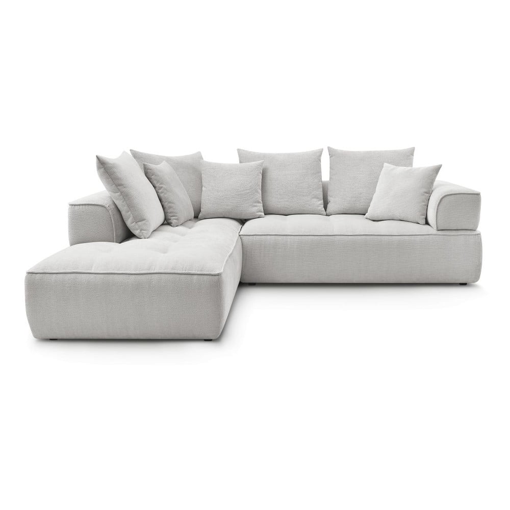 Világosszürke zsenília sarokkanapé (bal oldali-L alakú) Whesley – Bobochic Paris