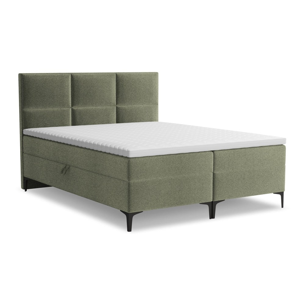 Zöld ágyneműtartós boxspring ágy 160x200 cm Pakalana – Makamii