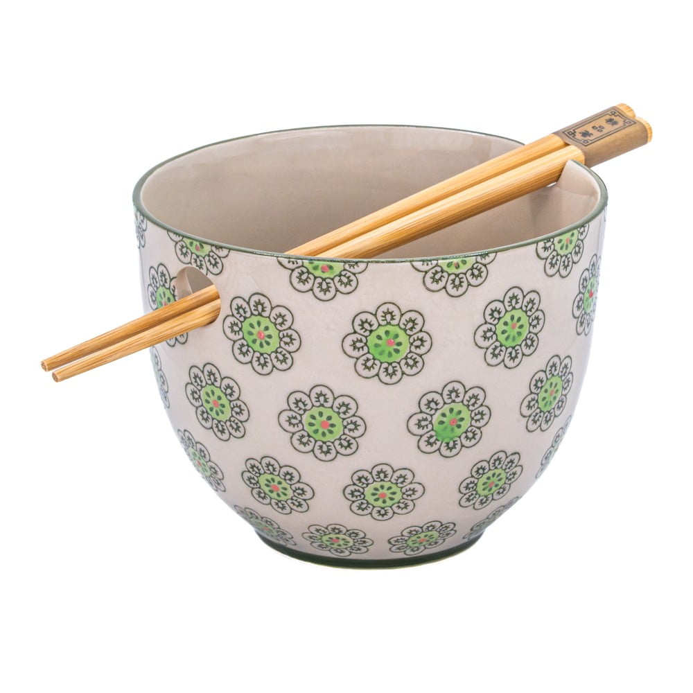 Zöld-szürke agyagkerámia tálka 450 ml Geometric – Sass & Belle