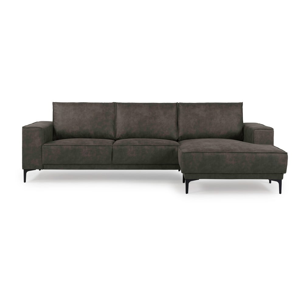 Antracitszürke bőrutánzat sarokkanapé (jobb oldali) Copenhagen – Scandic