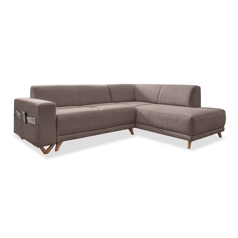 Barna kinyitható-tárolóhelyes sarokkanapé (jobb oldali-L alakú) Classy Sophie – Miuform