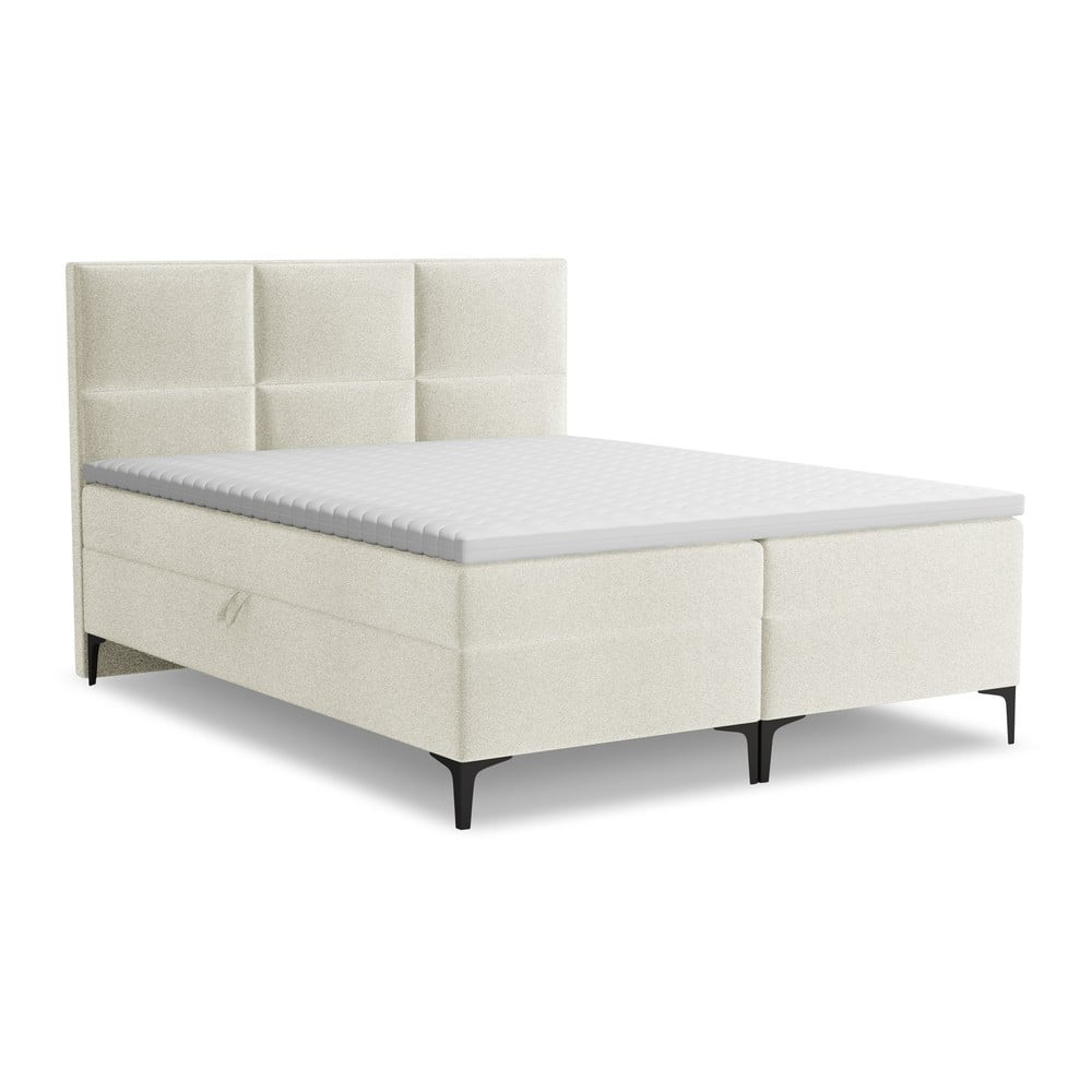 Bézs ágyneműtartós boxspring ágy 140x200 cm Pakalana – Makamii
