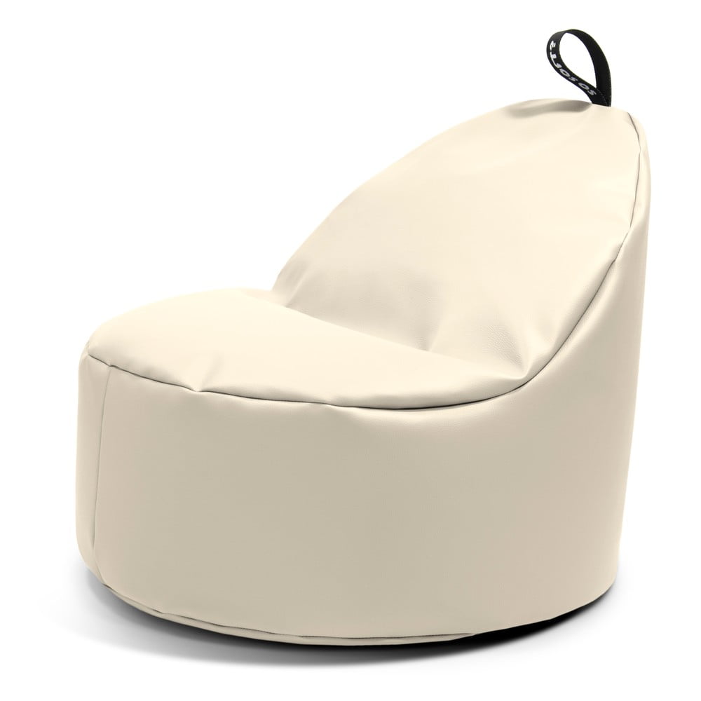 Bézs bőrutánzat gyerek babzsákfotel Round M – So Soft?