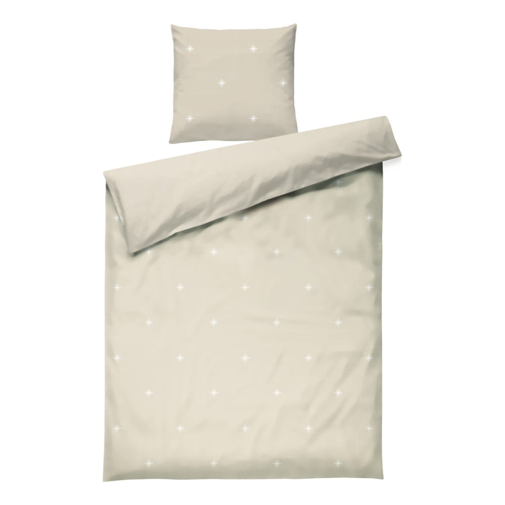 Bézs egyszemélyes pamut-perkál ágyneműhuzat 140x200 cm Christmas Fable – JUNA