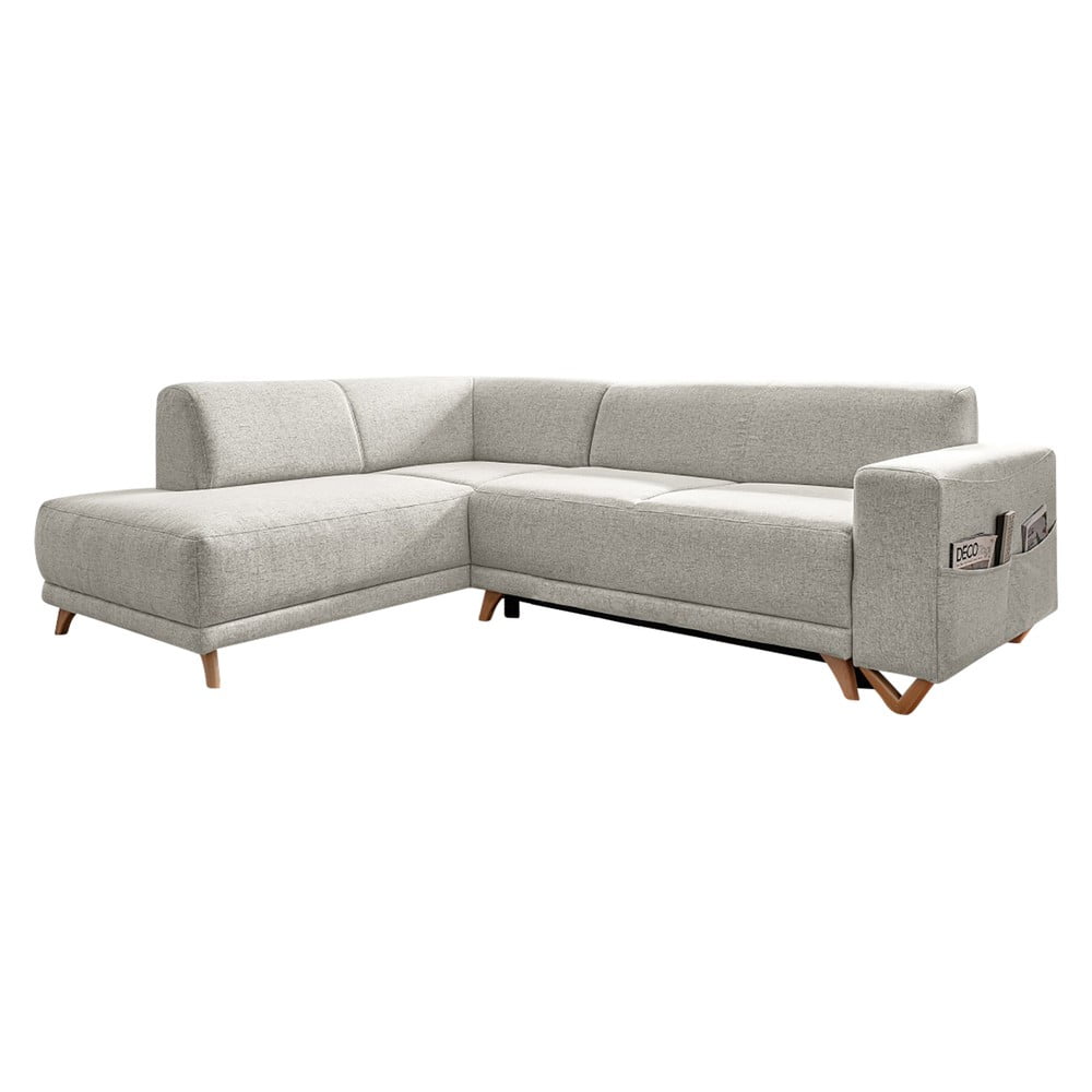 Bézs kinyitható-tárolóhelyes sarokkanapé (bal oldali-L alakú) Classy Sophie – Miuform