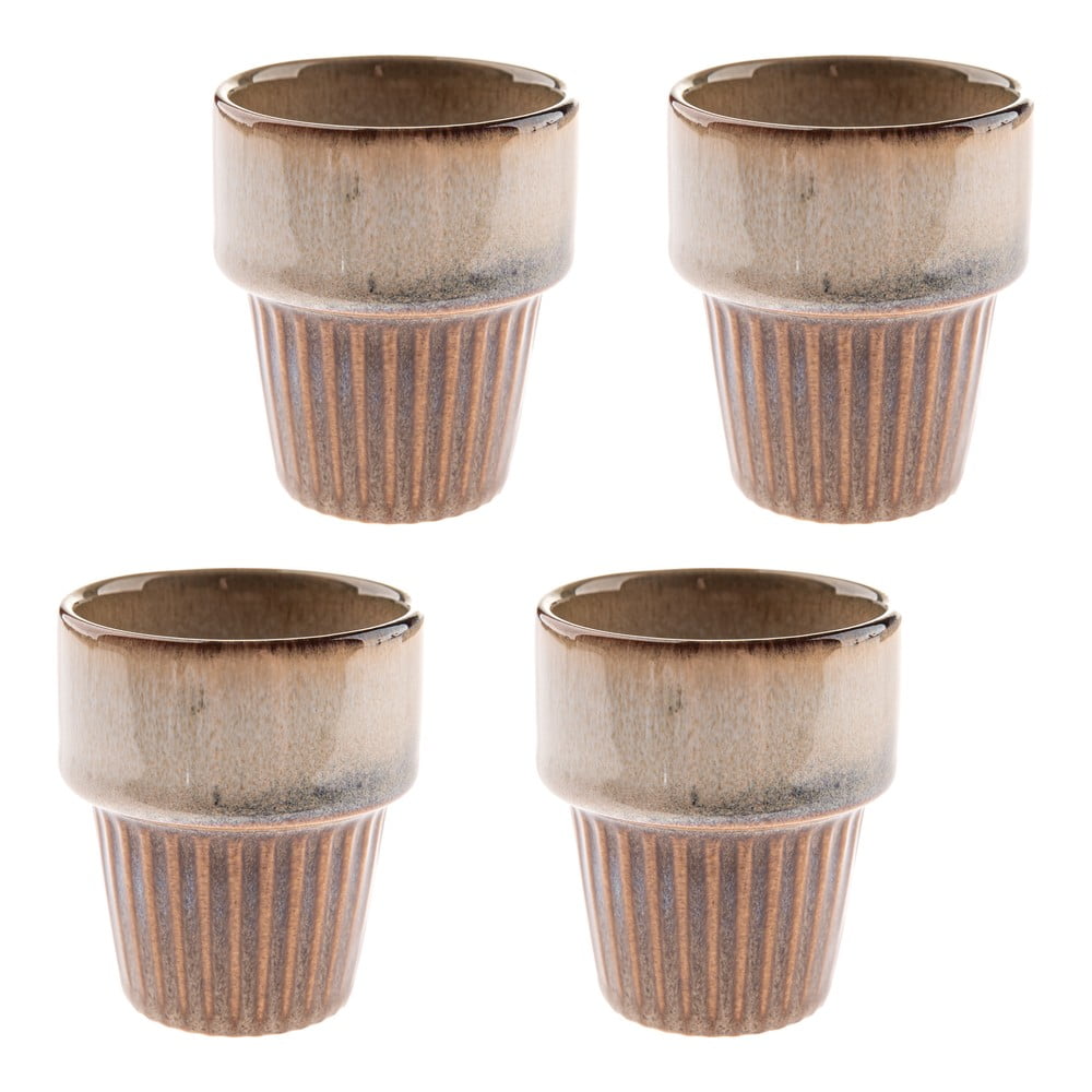 Bézs kőedény eszpresszó csésze szett 4 db-os 100 ml Tone – Dakls