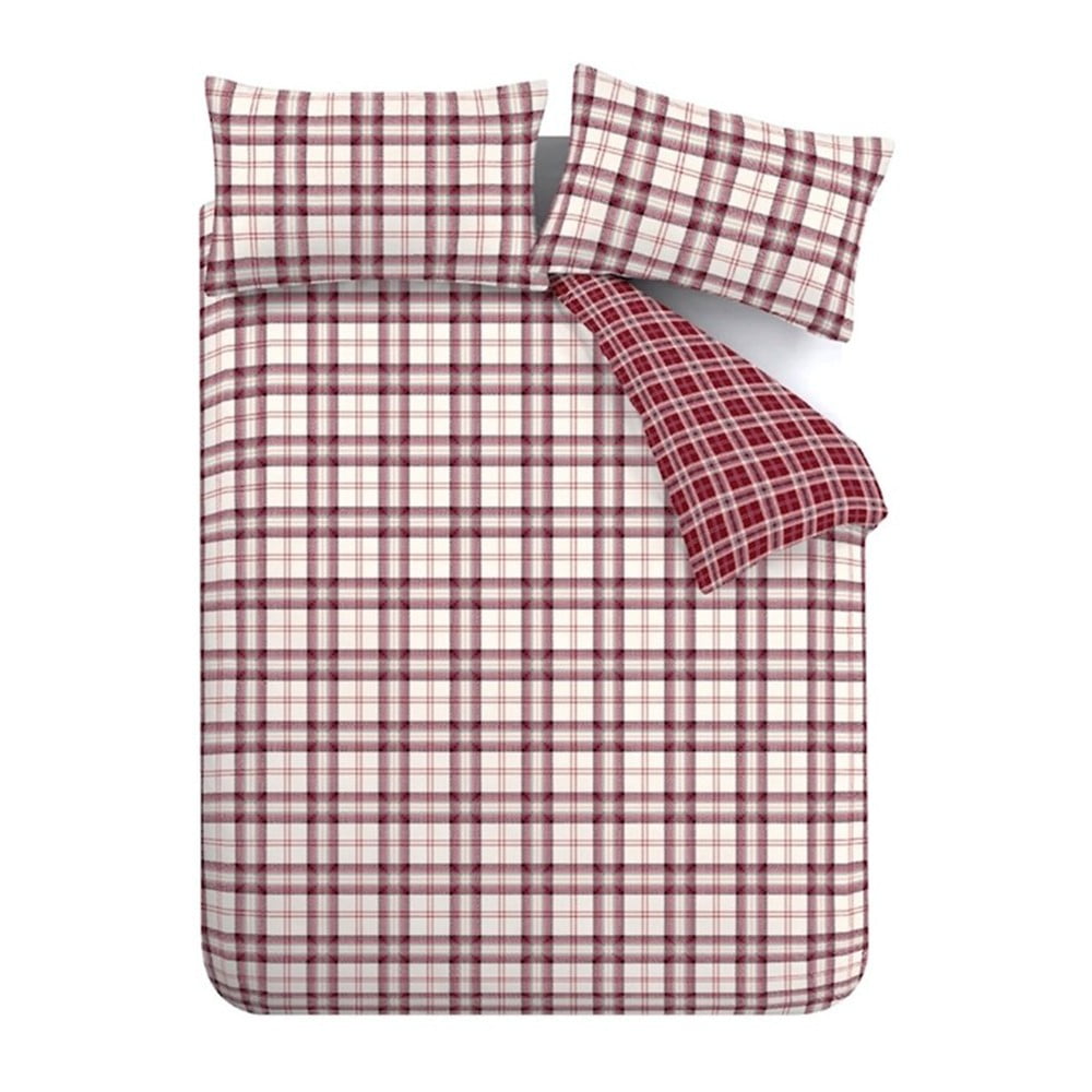 Borvörös kétszemélyes ágyneműhuzat 200x200 cm Kelso Check – Catherine Lansfield