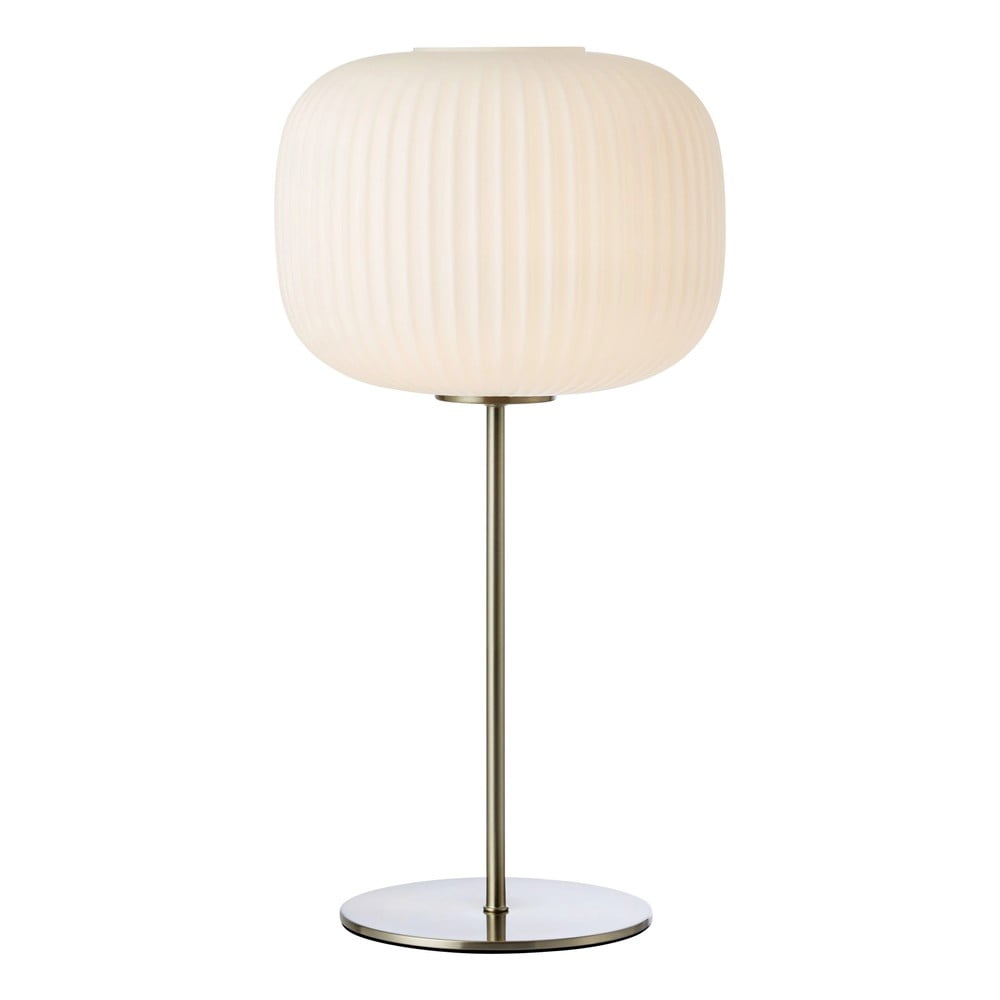 Fehér-ezüstszínű asztali lámpa üveg búrával (magasság 50 cm) Sober – Markslöjd