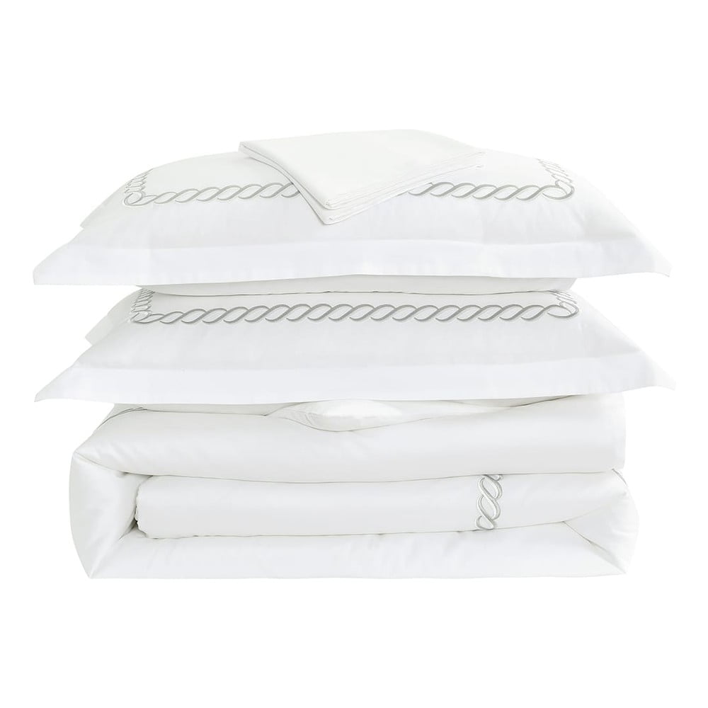 Fehér hatrészes kétszemélyes-hosszabbított pamut-szatén ágyneműhuzat lepedővel 240x220 cm Whispered Serenity – Mila Home Luxury