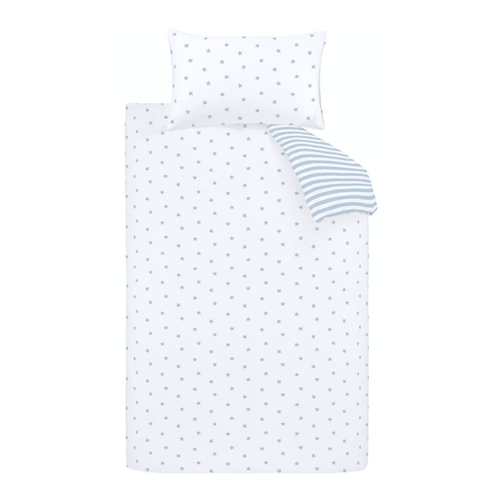 Fehér-kék pamut gyerek ágyneműhuzat babaágyhoz 120x150 cm Mini Star & Stripes – Bianca