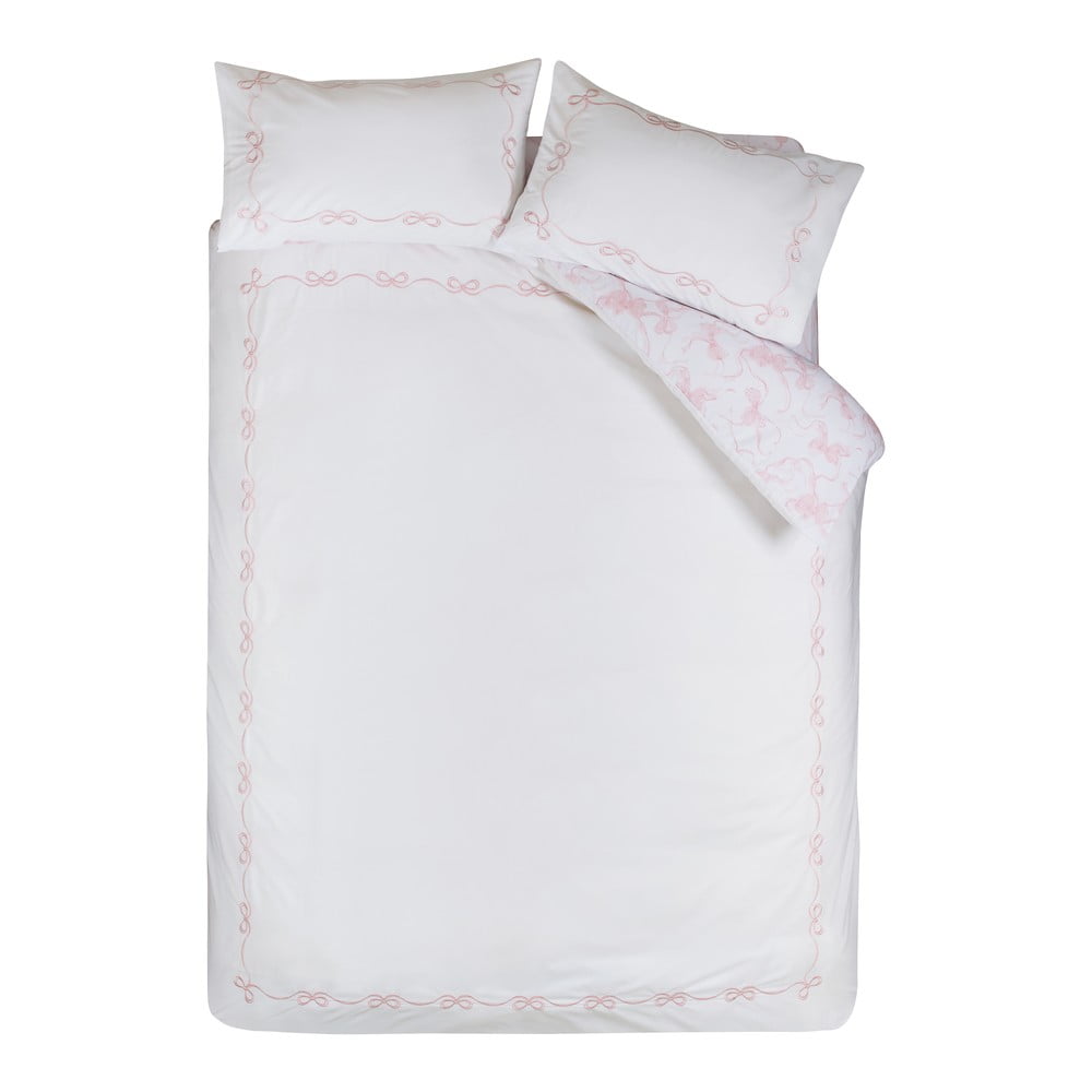 Fehér kétszemélyes ágyneműhuzat 200x200 cm Bow Embroidery – Catherine Lansfield